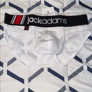 Adams White Mesh Briefs with Black Waistband